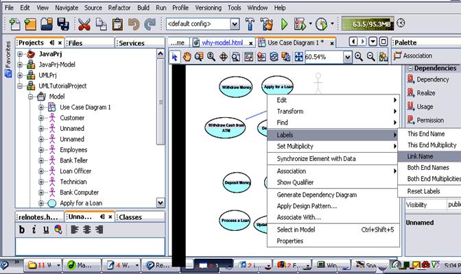 Description: Description: Description: Description: Description: Description: Screen capture showing the pop-up menu for labeling the Association link